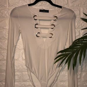 Triple white bodysuit
